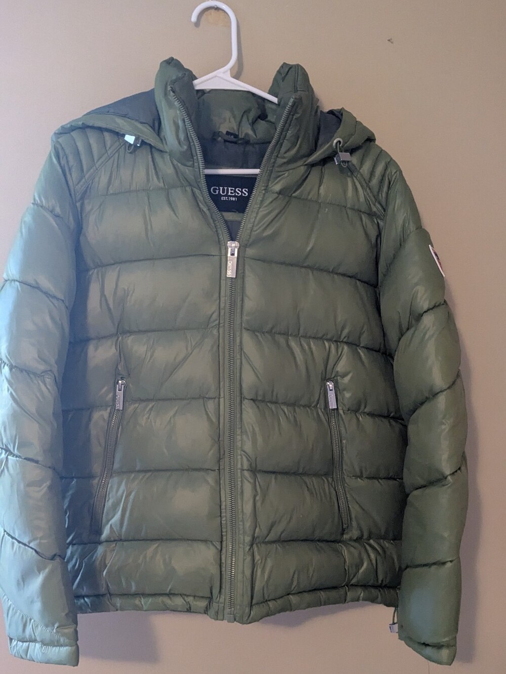 Women's Green Guess Hooded Coat